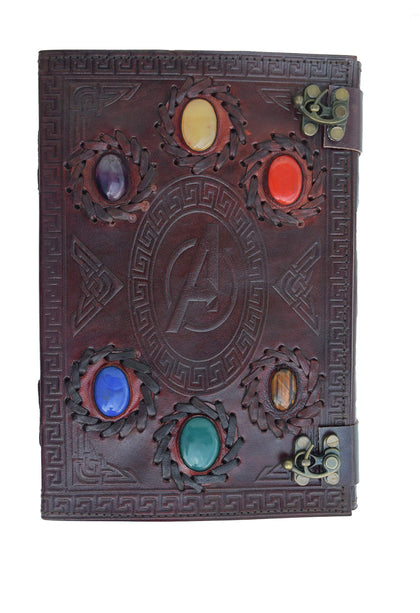 Avengers Marvel Cuaderno De Piel Vintage Gemas Del Infinito