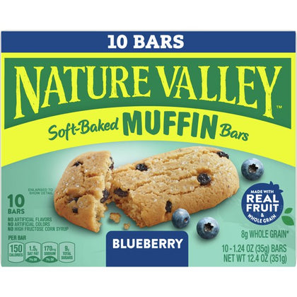 Nature Valley Soft-Baked Muffin Bars Blueberry, 12.4 oz, 10 ct
