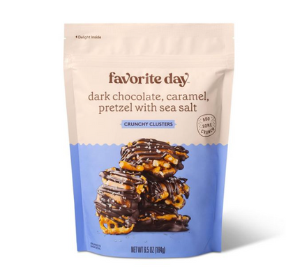 Dark Chocolate, Caramel, Pretzel with Sea Salt Crunchy Clusters - 6.5oz - Favorite Day™