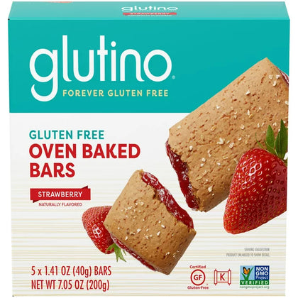 GLUTINO Strawberry Breakfast Bars, Caja de 7.05 oz