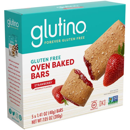 GLUTINO Strawberry Breakfast Bars, Caja de 7.05 oz