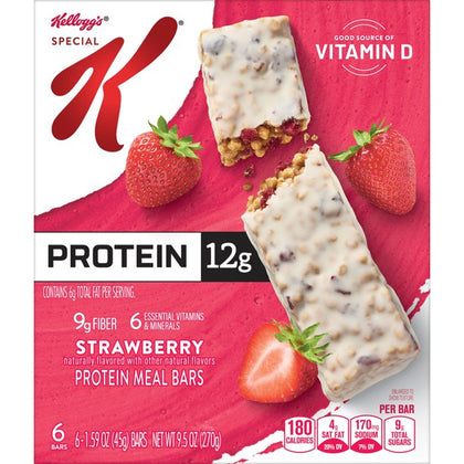 Kellogg's Special K Protein Bars, Strawberry, 6 Ct, 9.5 Oz, Caja