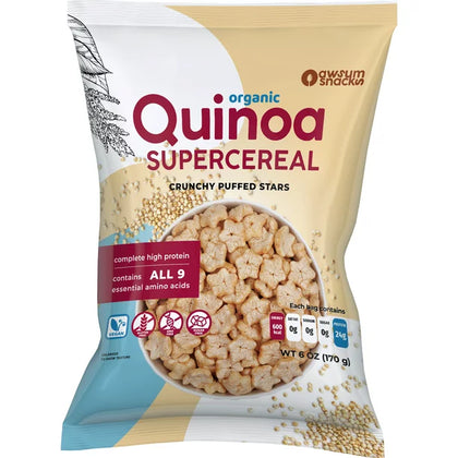AwsumSnacks USDA Organic quinoa gluten-free healthy vegan kosher, cereal diabético sin azúcar 6 oz bag