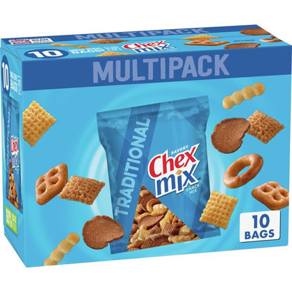 Chex Mix - Mix Tradicional de Snacks Salados, Cont. 10 bolsas,Caja de 17.5oz