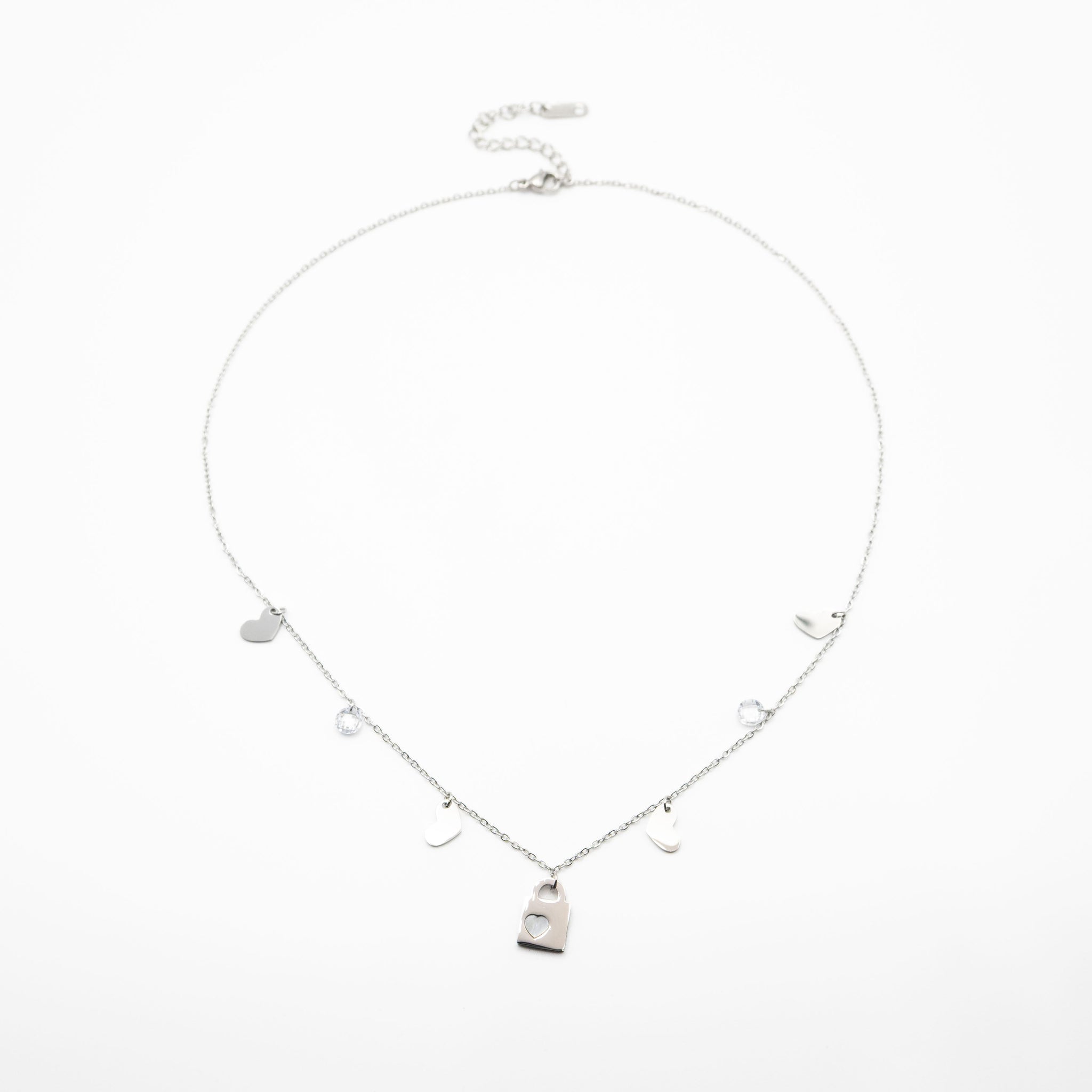 Collar Multidije Candado Y Corazones