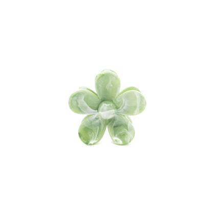 Pinza Flor Verde Y Blanco