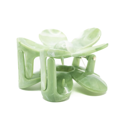 Pinza Flor Verde Y Blanco