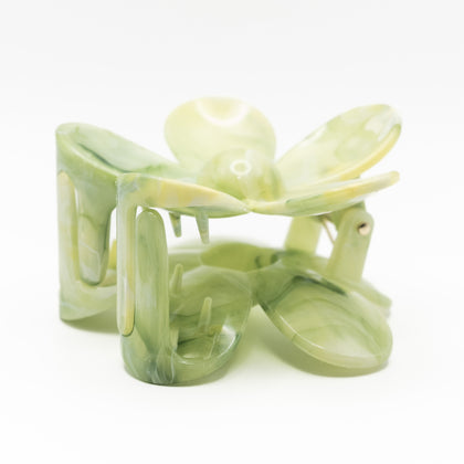 Pinza Flor Verde Y Amarillo