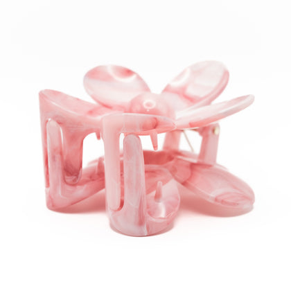 Pinza Flor Rosa Y Blanco
