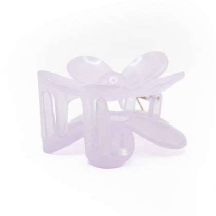 Pinza Flor Morado Transparente