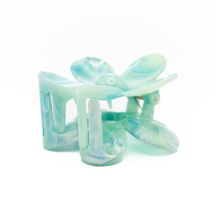 Pinza Flor Verde Y Azul