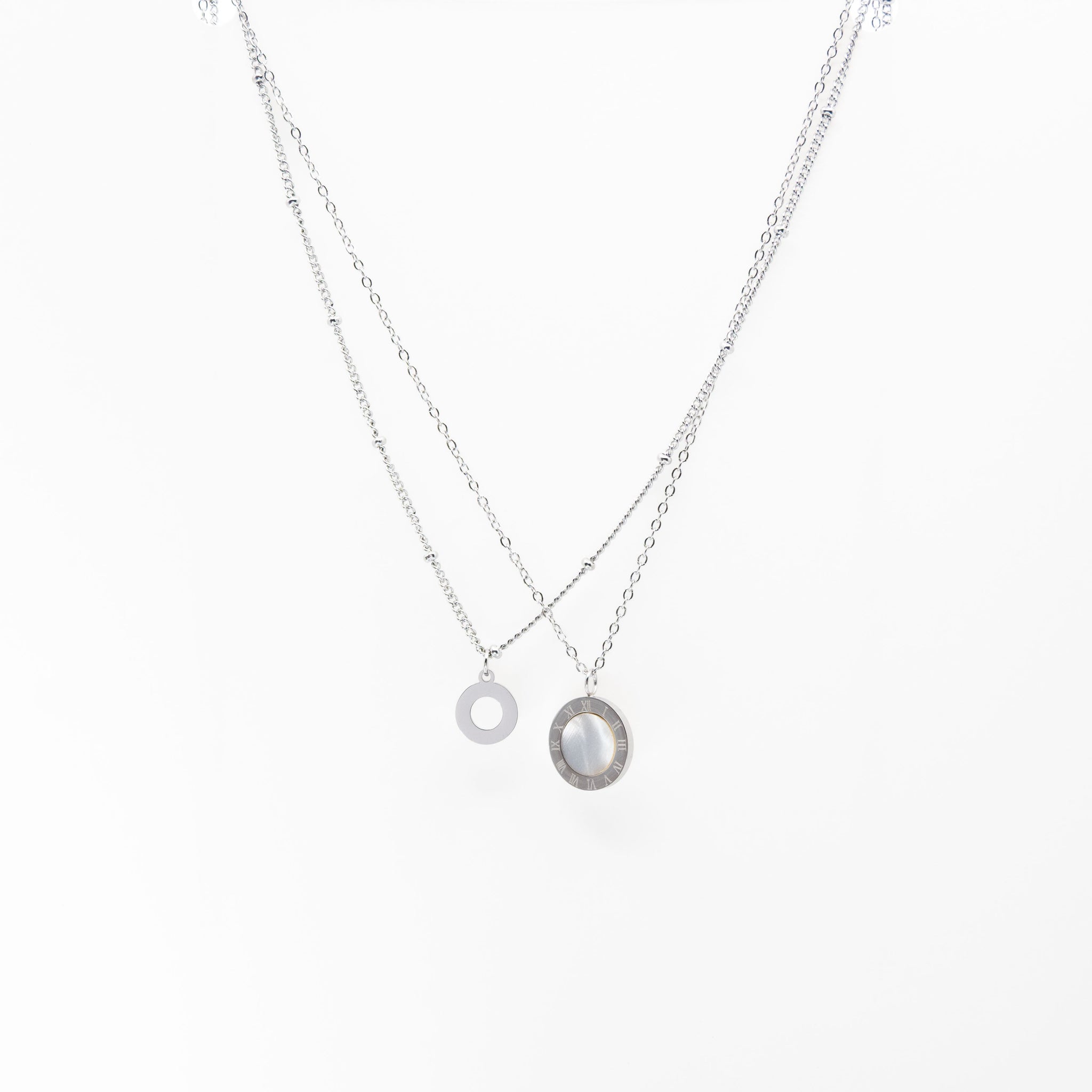 Collar Multicadena Reloj y Aro