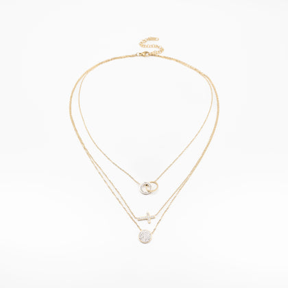 Collar Multicadena Cruz Strass