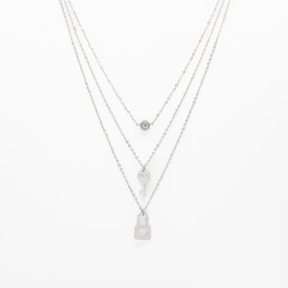 Collar Multicadena Llave Y Candado