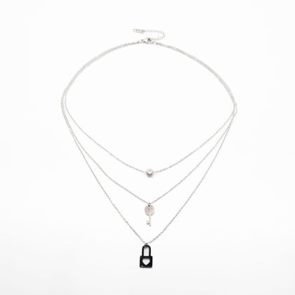 Collar Multicadena Llave Y Candado