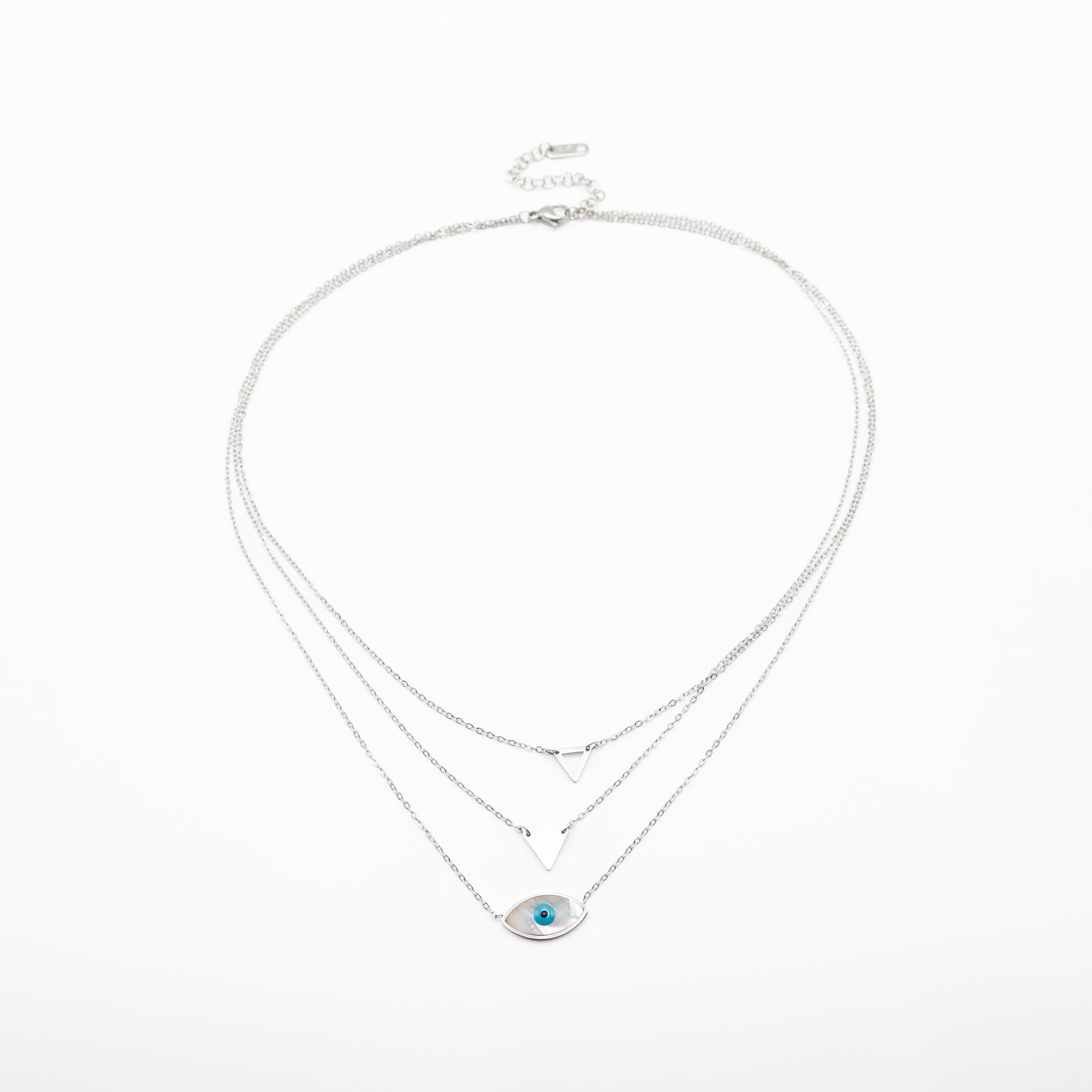 Collar Multicadena Ojo Y Triángulos