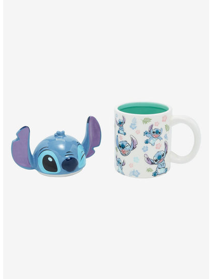 Stitch Taza Figura Rostro Con Tapadera