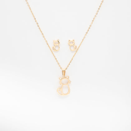 Set De Aretes Y Collar Gatos