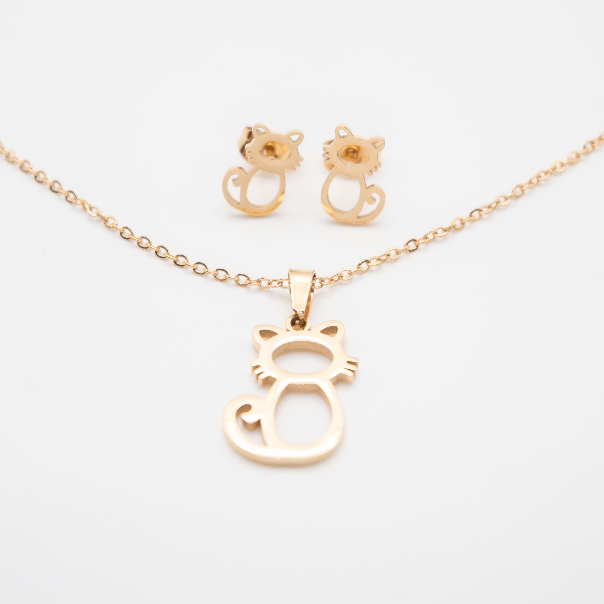Set De Aretes Y Collar Gatos