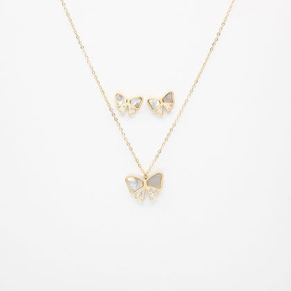 Set De Aretes Y Collar Moños