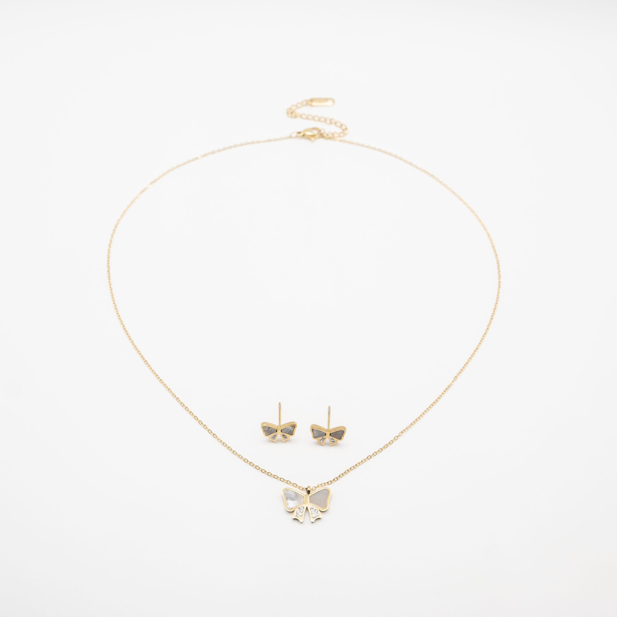 Set De Aretes Y Collar Moños