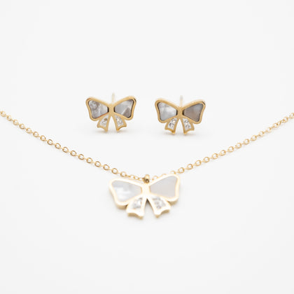 Set De Aretes Y Collar Moños