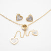 Set De Aretes Y Collar De Corazón Strass