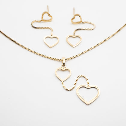 Set De Aretes Y Collar De Corazón