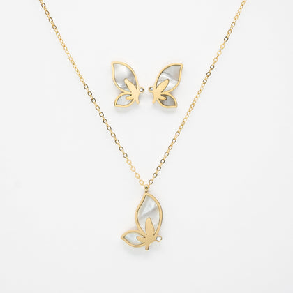 Set De Aretes Y Collar De Mariposa