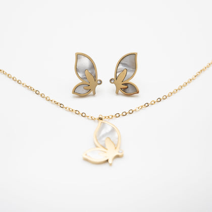 Set De Aretes Y Collar De Mariposa