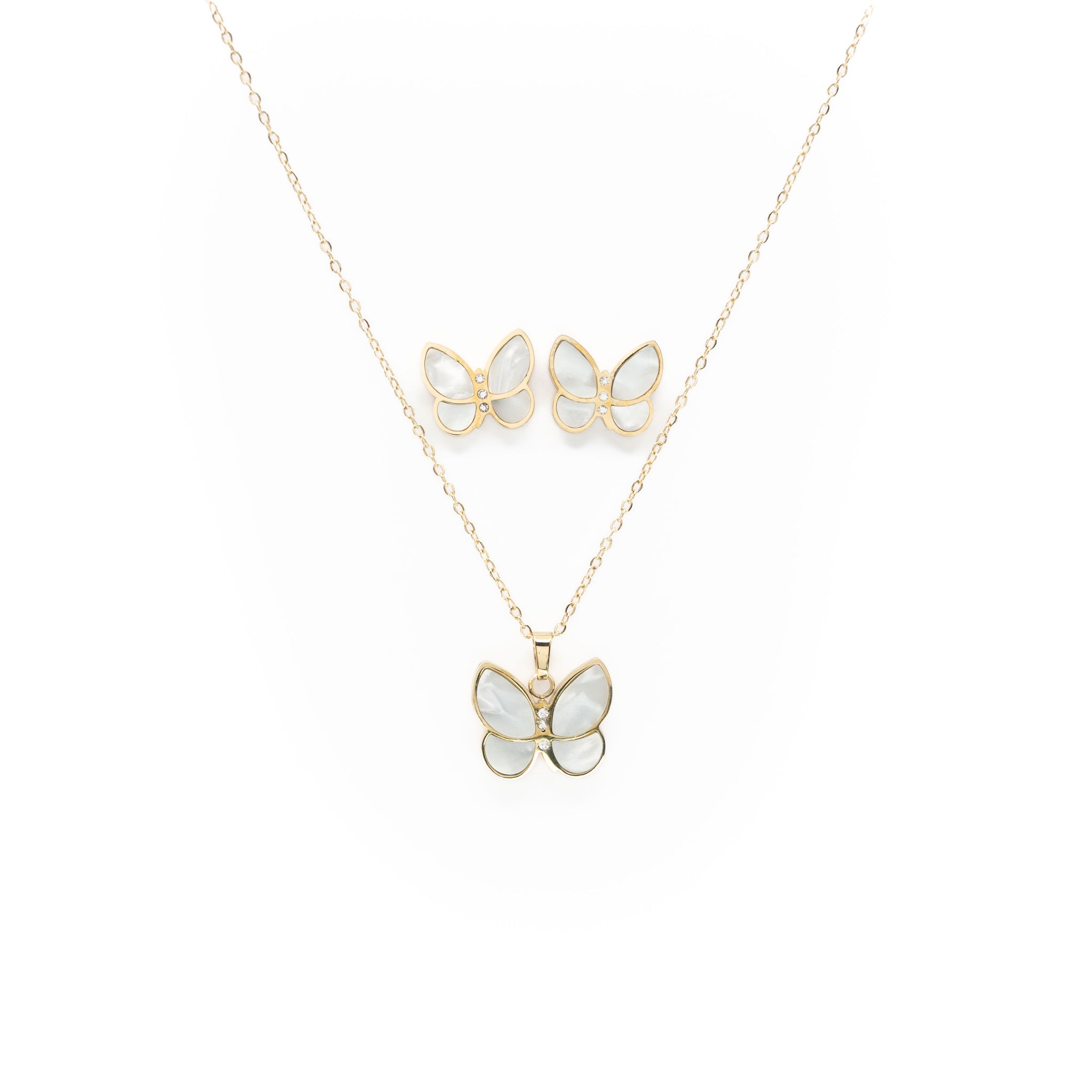 Set De Aretes Y Collar De Mariposas