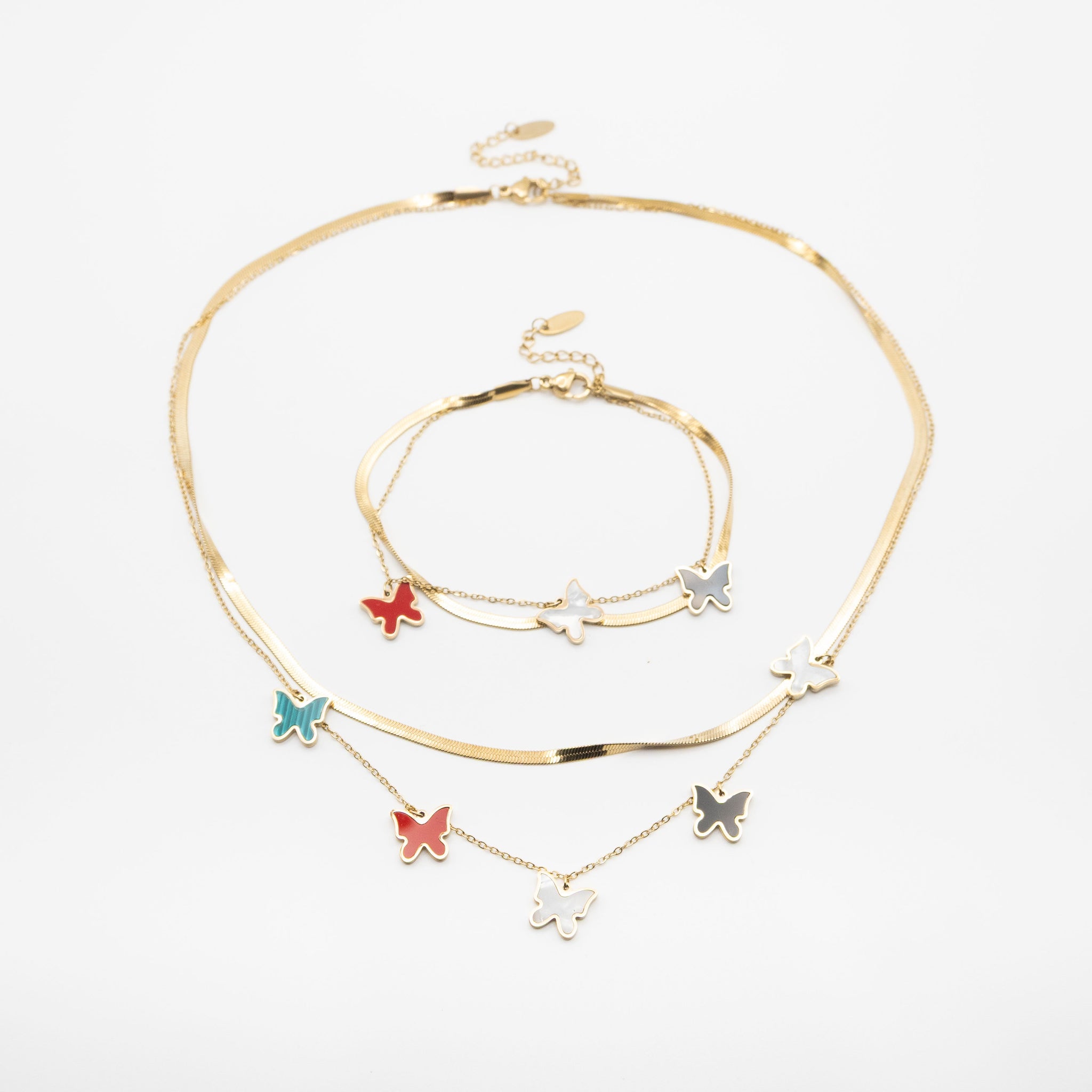 Set De Collar Y Pulsera Mariposas