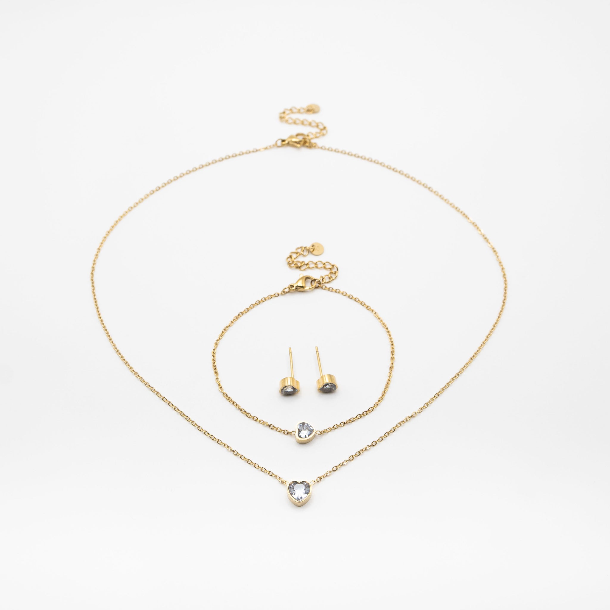 Set De Collar, Pulsera y Aretes Corazón