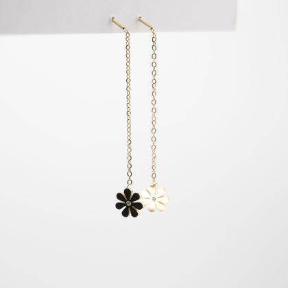Aretes Colgantes De Flor Strass