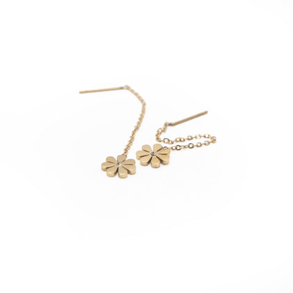 Aretes Colgantes De Flor Strass