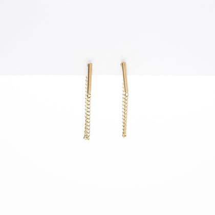 Aretes Dorados Con Con Cadena Colgante
