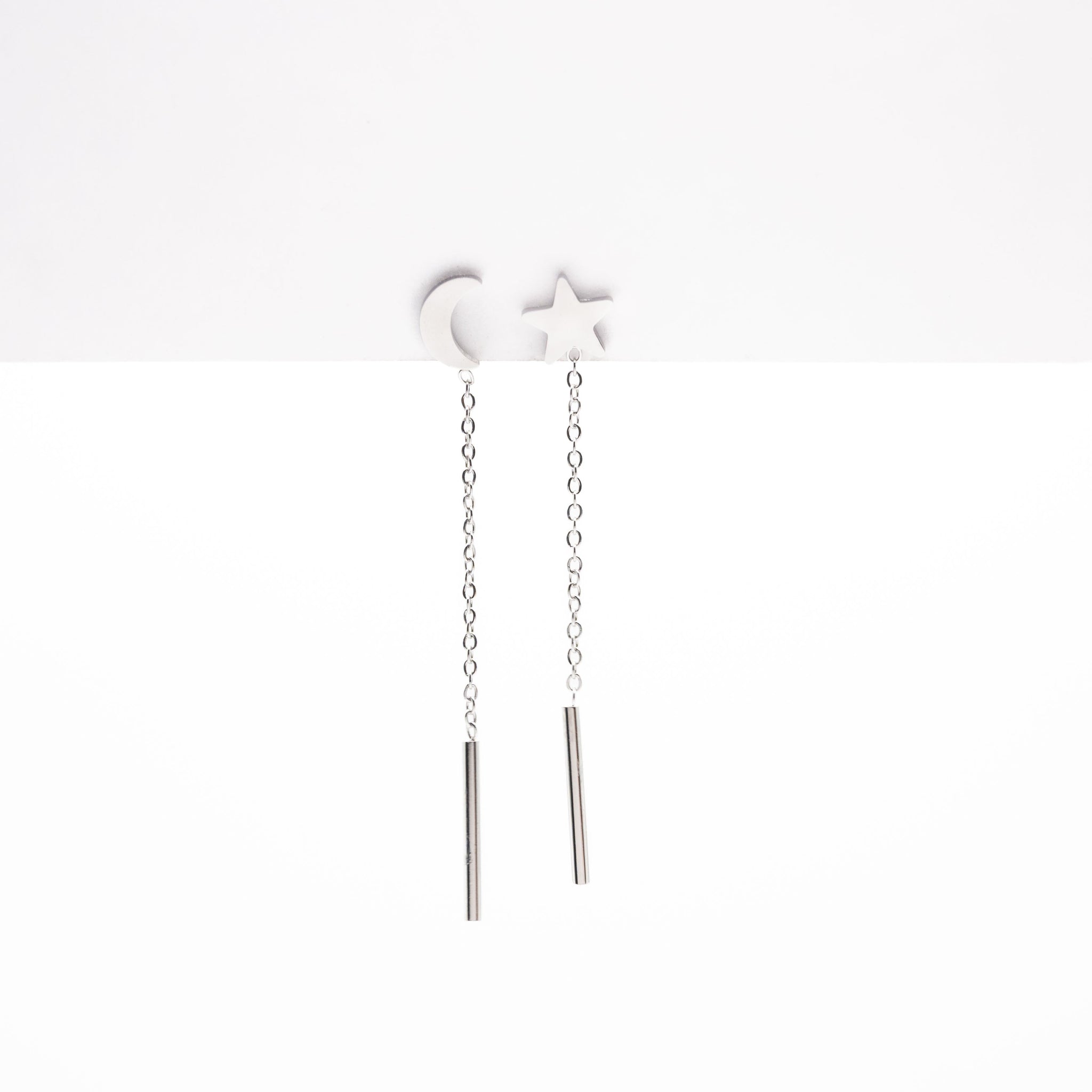 Aretes De Luna Y Estrella Colgantes