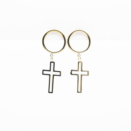 Aretes De Cruz Colgante