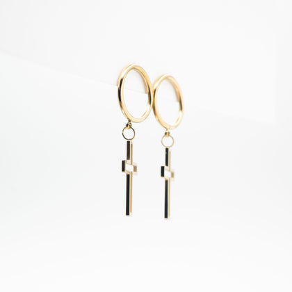 Aretes De Cruz Colgante