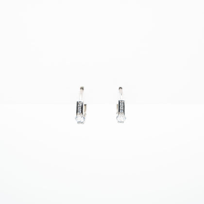 Aretes Plateados Con Franja Strass