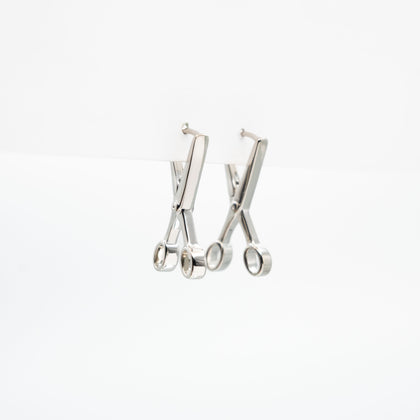 Aretes De Tijeras Plateadas