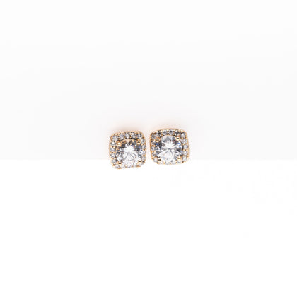 Aretes Dorados Cuadrados Strass