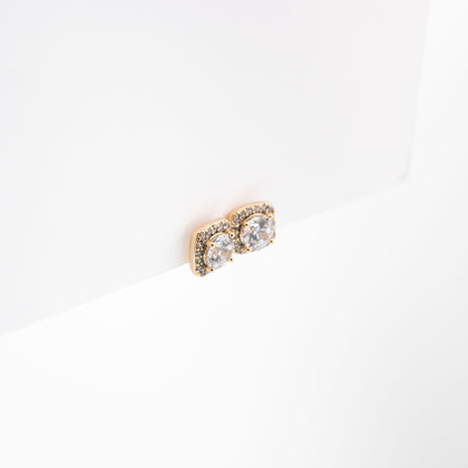 Aretes Dorados Cuadrados Strass