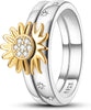 Girasol Anillo Doble Plata .925