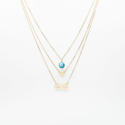 Collar Multicadena De Corazón e Infinito