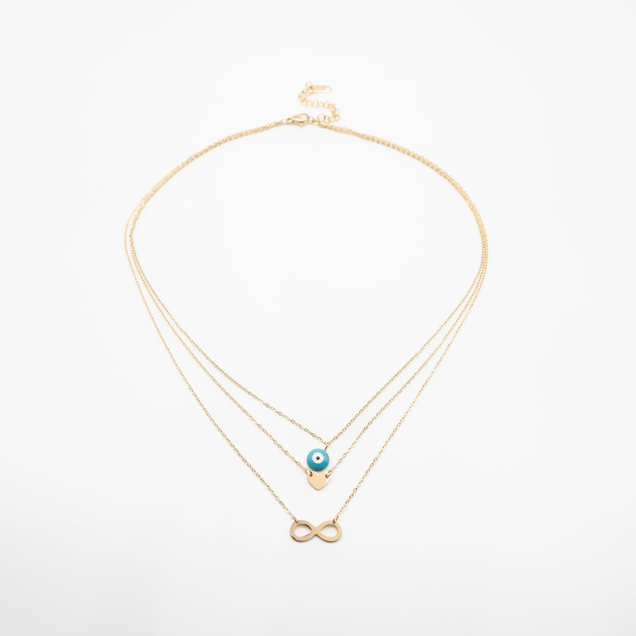 Collar Multicadena De Corazón e Infinito