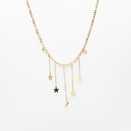 Collar Luna y Estrellas Colgantes