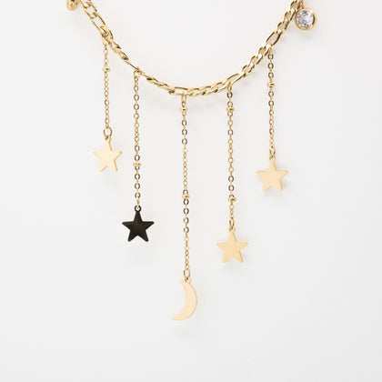 Collar Luna y Estrellas Colgantes