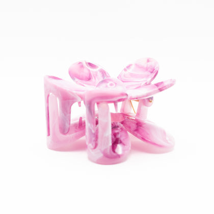Pinza Flor Magenta Y Blanco