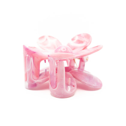 Pinza Flor Rosa Y Blanco